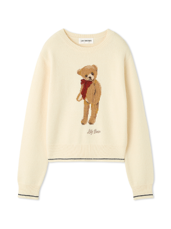 Lily Bear ribbon knit WHT