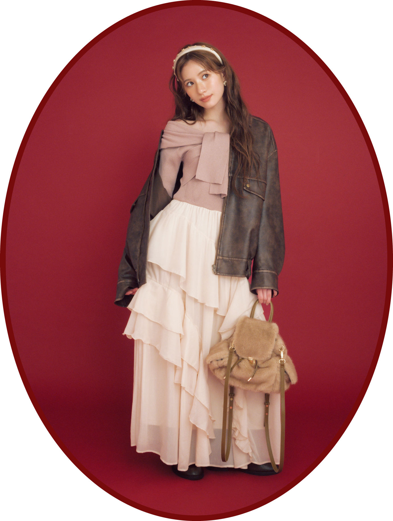 Knit Docking One-pieceを着用した女性